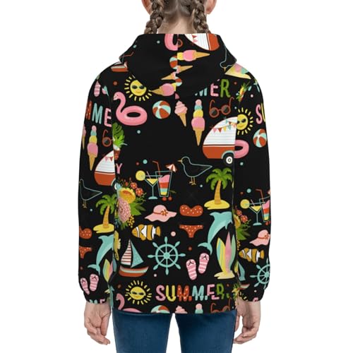 Hello Summer Kids Pullover Hoodies Boys Sweatshirts Girls Athletic Clothes with Pocket4