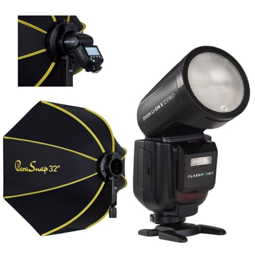 Flashpoint Zoom Li-on X PRO R2 TTL On-Camera Round Flash Speedlight for Nikon (Godox V1 Pro) with Glow PS-B32K ParaSnap Octagonal Softbox (32") -  FP-ZL-X-PRO-N K4