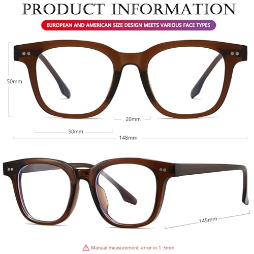 Image of AIEYEZO Fashion Blue Light Glasses for Women Men Retro Anti-Blue Light Eyeglasses TR90 Square Frame Computer Glasses