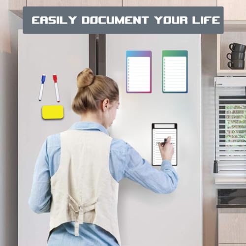 4 Stück Magnettafel,Pinnwand Magnetisch,Magnettafel Kühlschrank,4 Kühlschrankmagnete,3 Whiteboard Stifte,1 Radiergummi für Memos,Notizen,Listen und Menüs in Haus,Küche und Büro