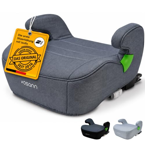 Osann Junior Isofix Sitzerhöhung Auto Kinder, Kindersitzerhöhung mit Isofix | Kindersitz Auto 126-150 cm, 15-36 kg, Sitzerhöhung ab 6 Jahre mit Isofix, extra weich & sicher –Elephant