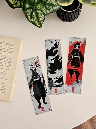 Image of Demon Slayer Anime Bookmark Set of 3 - Inspired by Tanjiro, Nezuko & Inosuke | Waterproof Matte Finish | for Manga Fans | Eco-Friendly Durable Bioplastic