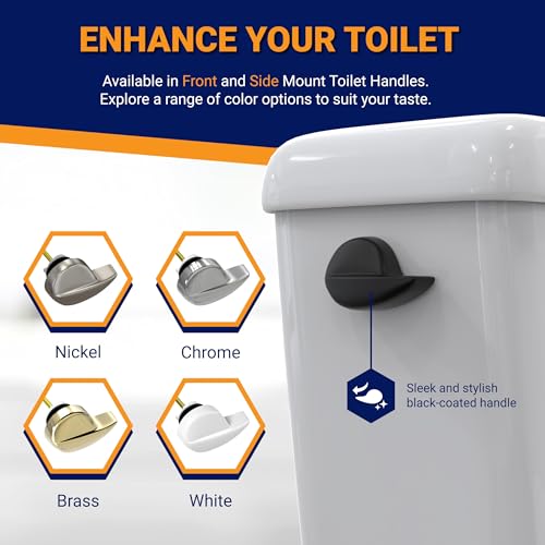 Image of Side Mount Toilet Handle Replacement, Compatible with American Standard, Kohler, TOTO, Gerber and Most Side Mount Toilet Tanks - Matte Black