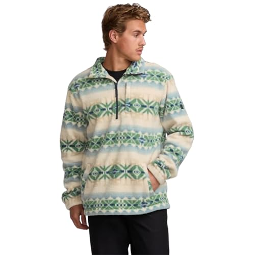 Billabong Men's Boundary Mock Neck Fleece Sweatshirt - Casual Long Sleeves Sweatshirt Tops - Lightweight Tunic Pullover with Pocket, Chino, X-Large