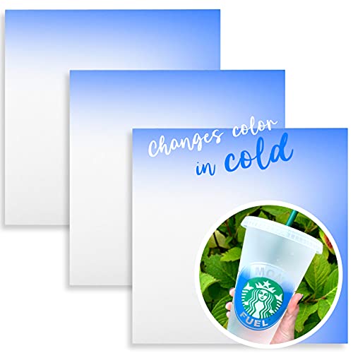 Cold Blue Color-Changing Vinyl for Cricut, Color Changing Vinyl Cold Temperature, 12" x 12" Arctic Blue Vinyl Sheets for Mugs, Decals, Cups, Bottles (Cold Blue Colorshift Vinyl, 3-pk)