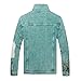 CIVYCEBY Men's Denim Jackets Slim Fit Destroyed Distressed Fashion Ripped Vintage Coat Dark Blue Jeans Jacket 006Green-L