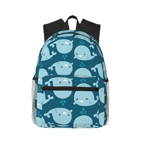 Sac à dos imprimé baleines de dessin animé au design ergonomique et léger
