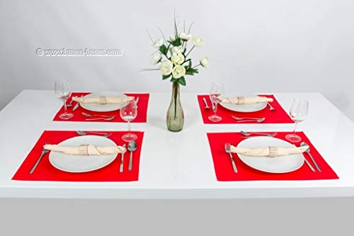 Lemos Home Lemos-Home Place Mat Set of 4 Approx. 46 x 36 cm Cotton (Red), 46x36 - Image 4