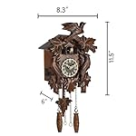 Kintrot Cuckoo Clock, Traditional Black Forest Handcrafted Wooden Quartz Clock for Wall Antique Decroration with Maple Leaf Pendulum, 12 Melodies, Night Sensor and Singing Bird - Image 2