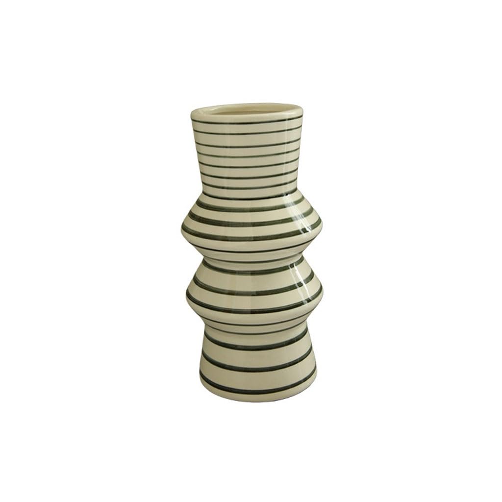 Dining Table Decor Simplicity Striped Ceramic Vase Creative Home Living Room Flower Arrangement Dried Ornaments Kitchen Decor(A)