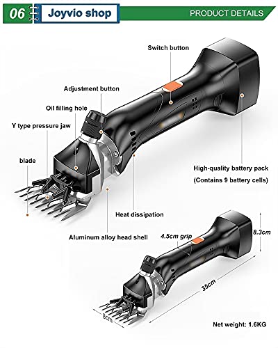 Cordless Electric Sheep Shears, 800W Heavy Duty Pet Grooming Goat Clippers, Farm Animal Shave Tool with 9 Straight Tooth… - Image 8