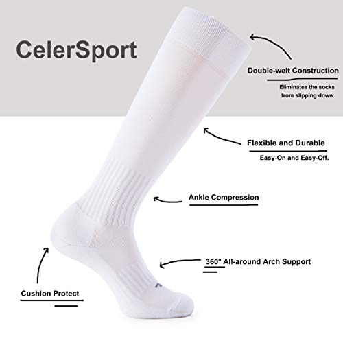 Image of CS CELERSPORT 2 /3 Pack Soccer Softball Baseball Socks for Youth Kids Adult Multi-Sport Compression Knee High Socks