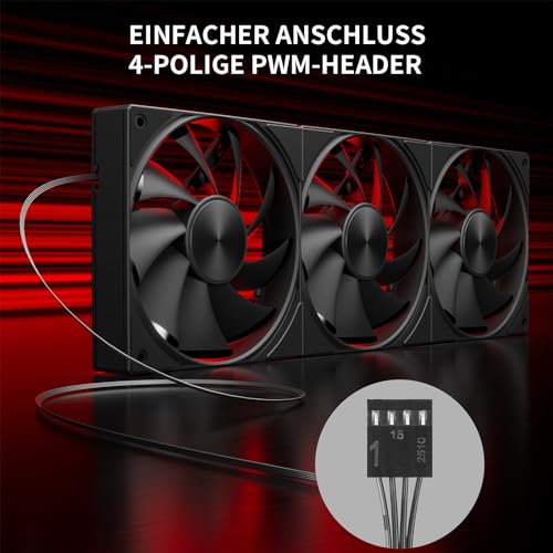 upHere Gaming U3K3 PC Lüfter, 4-Pin PWM 120mm mit hoher Kühlleistung