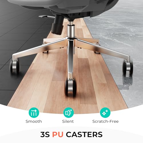 Image of CAPOT Ergonomic Mesh Office Chair, Adjustable Lumbar High Back Desk Chair 400lbs, 4D Flip-up Arms, 3 Tilt Backrest, 3D Headrest, PU Wheels, Swivel Rolling Computer Seating for Long Desk Work - Grey