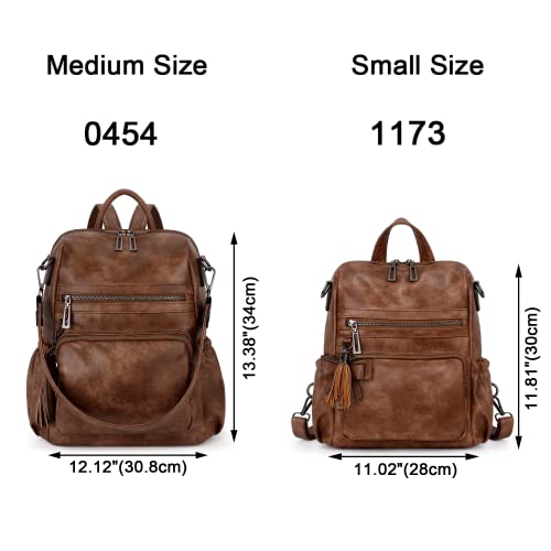 Image of UTO Women Backpack Purse Leather Vegan Ladies Fashion Designer Rucksack Convertible Travel Shoulder Bag with Tassel