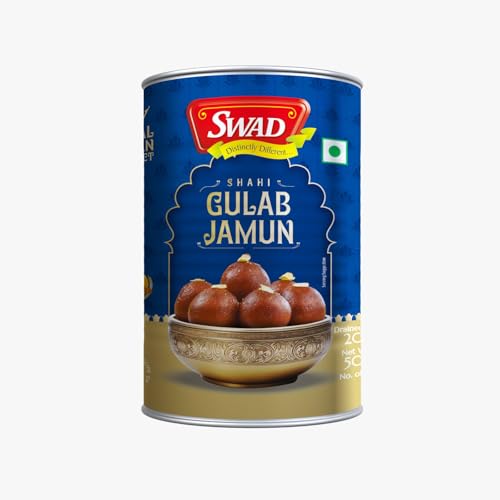 SWAD Shahi Gulab Jamun 500g Tin | Mouth-Watering Indian Mithai | Ready to Serve | Traditional Indian Sweet | Soft, Spongy, and Perfect for Celebrations & Festivals