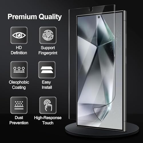 Image of EZ-GLAZ Screen Protector for Samsung Galaxy S24 Ultra (6.8 inch Curved Display) | HD Clear Flexible Film | Bubble-Free Easy Installation Kit | Scratch Resistant | Case Friendly (Pack of 2)
