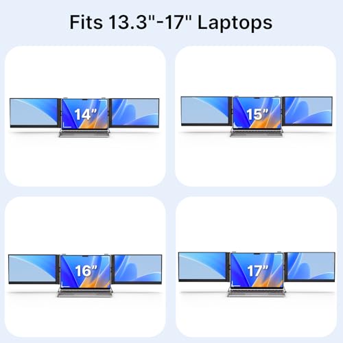 Image of Triple Laptop Screen Extender - Ultra Thin 14 inch Monitor IPS FHD 1080P Portable Display for 13 inch-17 inch Laptops Compatible with Compatible with Windows Mac Chrome Surface Travel Work Setup