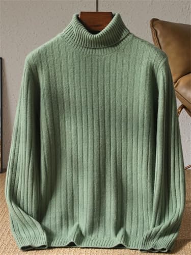 DBFBDTU Mens Wool Knit Pullover Turtleneck Thick Sweater Business Casual Long Sleeve Tops Loose Warm3