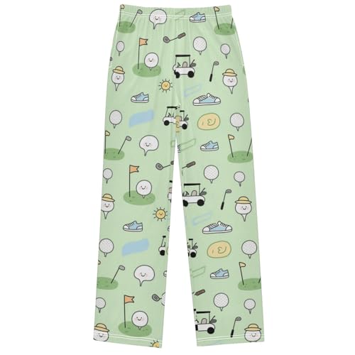 Boy's Pants Golf Green Jogger Pants Elastic Waist Long Bottoms Trousers with Pockets 6-14 Years