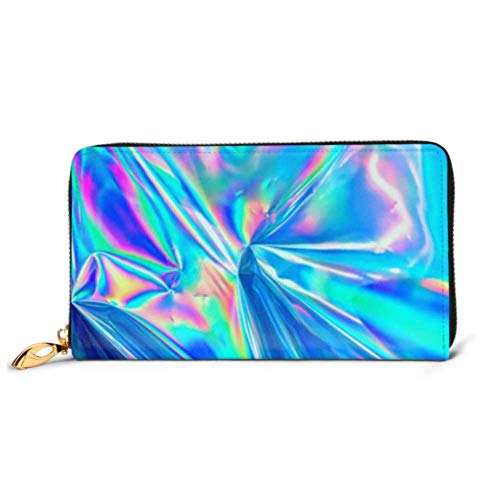 Preisvergleich Produktbild JHGFG Mode Handtasche Reißverschluss Brieftasche Holographisch Irisierende Oberfläche Faltige Folie Pastell Telefon Kupplung Geldbörse Abendkupplung Blockieren Leder Brieftasche Multi C.