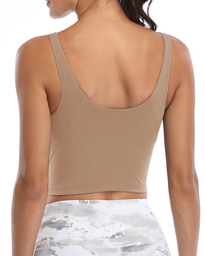 Image of Oalka Sports Bra Womens Longline Padded Crop Yoga Tank Tops