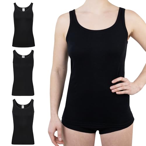 SES Unterhemd Damen 3er-Pack 38 Schwarz aus 100% Baumwolle -...