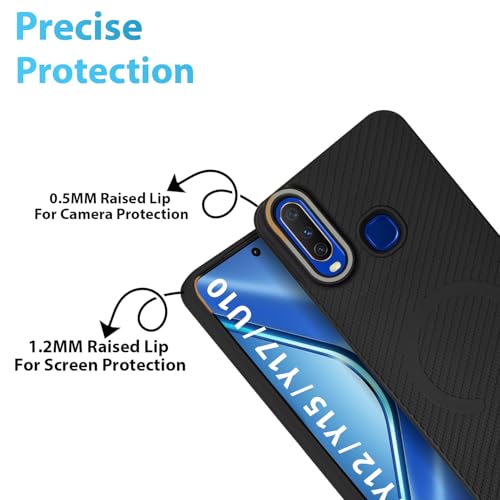 Image of LIRAMARK Rugged Carbon Fibre TPU Armor Silicone Back Cover Case for Vivo Y12 / Y15 / Y17 / U10