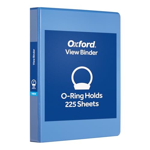 Oxford 1 Inch Binder Durable 3 Ring 1 Inch with View Cover XtraLife Hinge Non-Stick PVC-Free Blue 225-Sheet Capacity Single Binder (1017670)