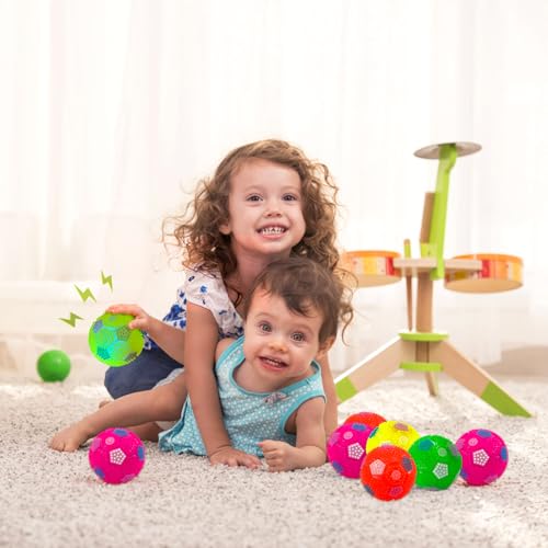 Lets Joy Party Mitgebsel Kindergeburtstag, 12 Stück Fußball Leuchtend Kinder, Leuchtball Fußball Leuchtspielzeug, Geräusch LED Leuchtspielzeug Kinder, Mitgebsel Fussball Party Geschenke
