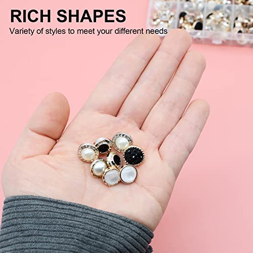 Oelffow 100Pcs Round Assorted Pearl Buttons, Resin White Pearl Button, Vintage Clothes Sewing Button(10Mm,11Mm,12Mm) With Storage Box, For Crafts Wedding Dress Diy Project #TOP2