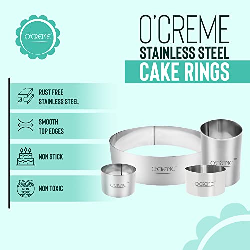 O'creme Cake Ring Sturdy Stainless Steel Round Mousse Cake Ring Mold For Baking, Dessert Cake Decorating Pastry Rings 6 Inch Diameter X 2 Inch High #TOP3