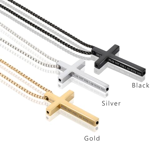 Cross Breathing Necklace to Quit Smoking for Men & Women – Stainless Steel Anxiety Relief Necklace, Stop Smoking Inhaler, Breathlink & Noluva Inspired Design,Gold41:102