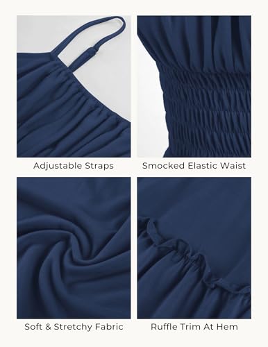 Image of GRACE KARIN Women's Summer Maxi Dress 2026,Smocked Ruched Bust Sundress with Adjustable Straps & Pockets-Beach Vacation Dress