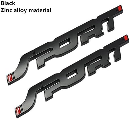 Bzqq 2 pcs Zinc alloy Materials 3D SPORT Premium Car Side Fender Rear Trunk Emblem Badge Decals Sticker For All Car models (black)