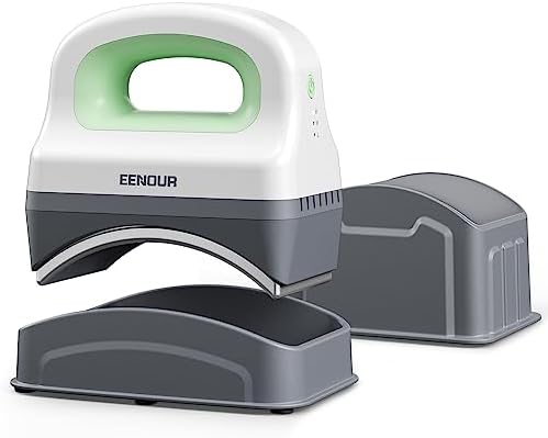 EENOUR Hat Press Machine, Mini Heat Press for Caps with 3 Heating Levels & Auto-Off, Handheld Cap Easy Press with 3"×5.5" Arched Heating Plate for 6-8 Hat Size, 19-26 Girth