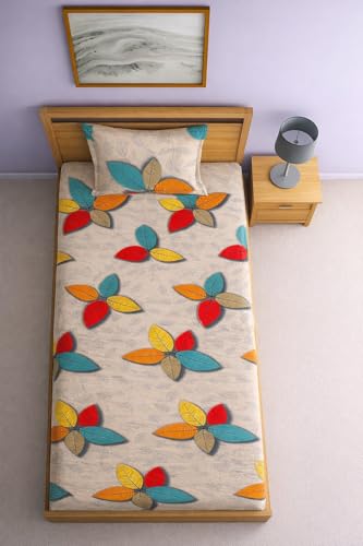 Image of DECORUM Glace Cotton Single Bedsheet with 1 Pillow Cover | Soft, Durable, Lightweight & Skin-Friendly Fabric| Suitable for Single /Diwan Bed Size
