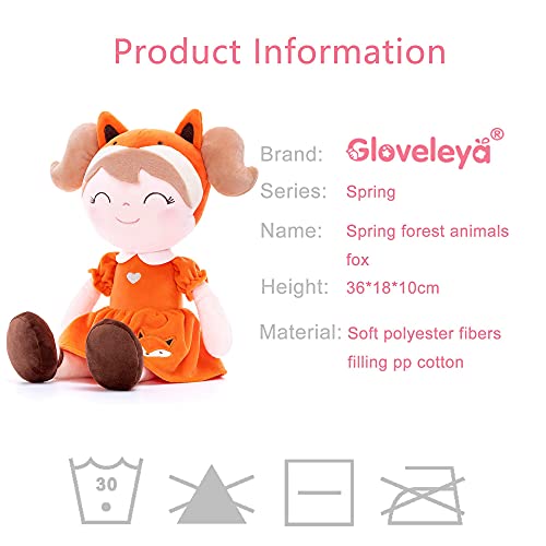 Gloveleya Baby Doll Girl Gifts Soft Plush Fox Dolls 14" With Gift Box #TOP6