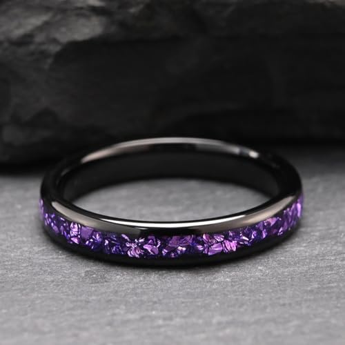 Tungsten Carbide Rings for Men and Women 8mm/4mm Men’s Engagement Wedding Bands Inlaid With amethyst Fashion and High Polish3