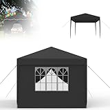 YZNAHRE Pavillon 3x3 m Faltpavillon Partyzelt Gazebo mit abnehmbaren Seitenwänden, wasserdicht, stabiles Stahlgestell, für Garten Party, Anthrazit