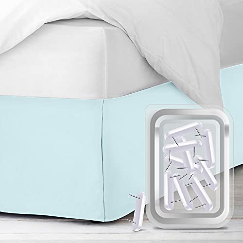 Empyrean Bedding Bed Skirts Queen - Queen Bed Skirt With 8 Pins - Dust Ruffles For Queen Beds – Queen Bed Skirt 14 Inch Drop - Microfiber Bedskirts Queen Size – Light Aqua Blue #TOP22