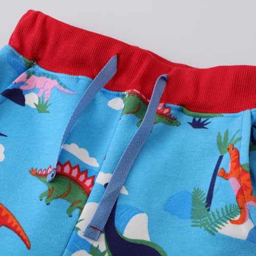 Irsutey Toddler Boy Girls Cartoon Sweatpants Cotton Dinosaur Print Drawstring Elastic Waist Sport Jogger Pants Pocket3