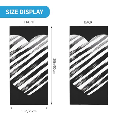 Neck Gaiter Face Mask UV Protector Scarf Breathable Windproof Face Cover Black and white striped heart Balaclava Summer Cooling Gator Cover Seamless Bandana Head Wrap for Men Women3