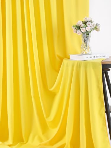 Image of Yellow Backdrop Curtains 4 Panels 5ft x 10ft Lemon Yellow Curtain for Drapes Polyester Wrinkle Free Backdrop Birthday Party Baby Shower Decorations