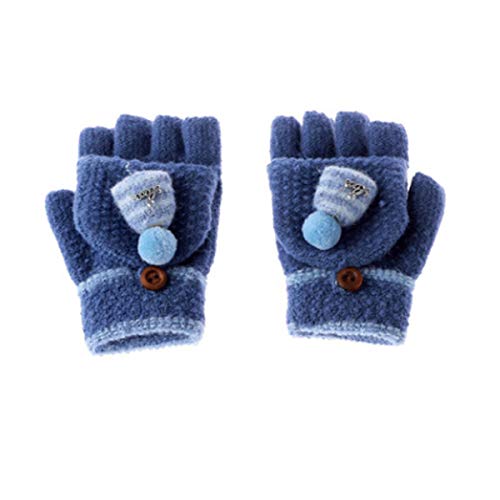 Toddlers Snow Gloves Half Finger Gloves Kids Fingerless Gloves Fleece Mittens Winter Knitted Cable Magic Thermal Gloves Boys Girls Riding Running Ski Gloves Touch Gloves Hand Warmer Xmas Gifts