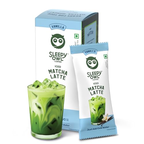 Image of Sleepy Owl Vanilla Iced Matcha Latte Premix Powder, Made with Premium Japanese Matcha Green Tea Powder, Instant Premix Easy to Make Anywhere, Calm Energy & Focus, Natural Antioxidants, 3 Sachets