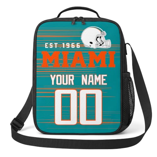 Image of Miami Lunch Bag Custom Name and Number Personalized Gifts | Custom Personalized Lunch Box for Men Women
