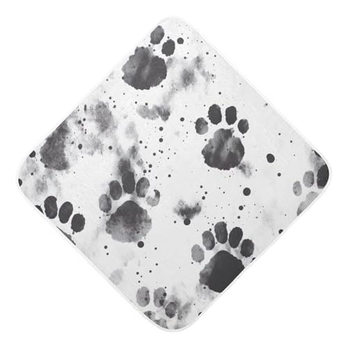 PaChyLuu Paw Prints Baby Hooded Towel Soft Cotton Baby Towels Ultra Absorbent Bath Towel for Babies Boys Girls, 35x35 Inch
