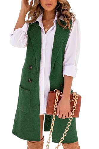 IDEALSANXUN Womens Long Sweater Vest Fall Winter Sleeveless Knit Cardigan Outerwear
