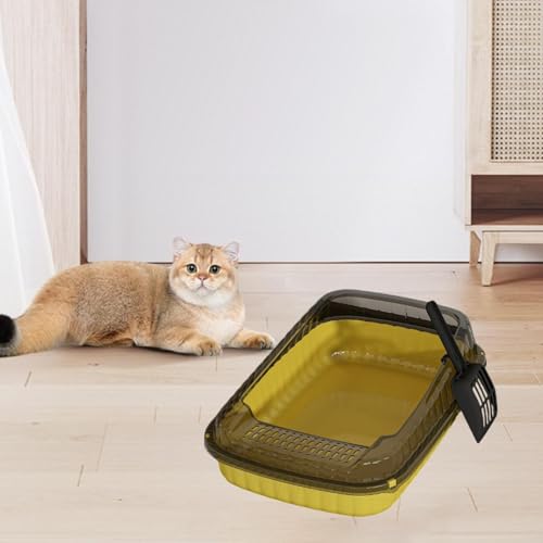 Caja de arena abierta para gatos Baoblaze amarillo miniatura 4